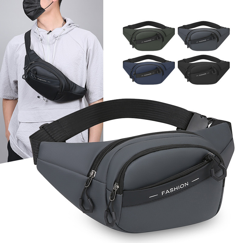 Bolsa de cintura deportiva multicapa para negocios, bolsa de caja, bolsa de pecho de hombre al aire libre de gran capacidad, bolsa de hombro portátil de viaje.