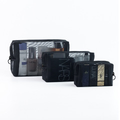 Simple portable nylon mesh cosmetic bag portable large capacity waterproof travel cosmetic storage bag lipstick bag trendy