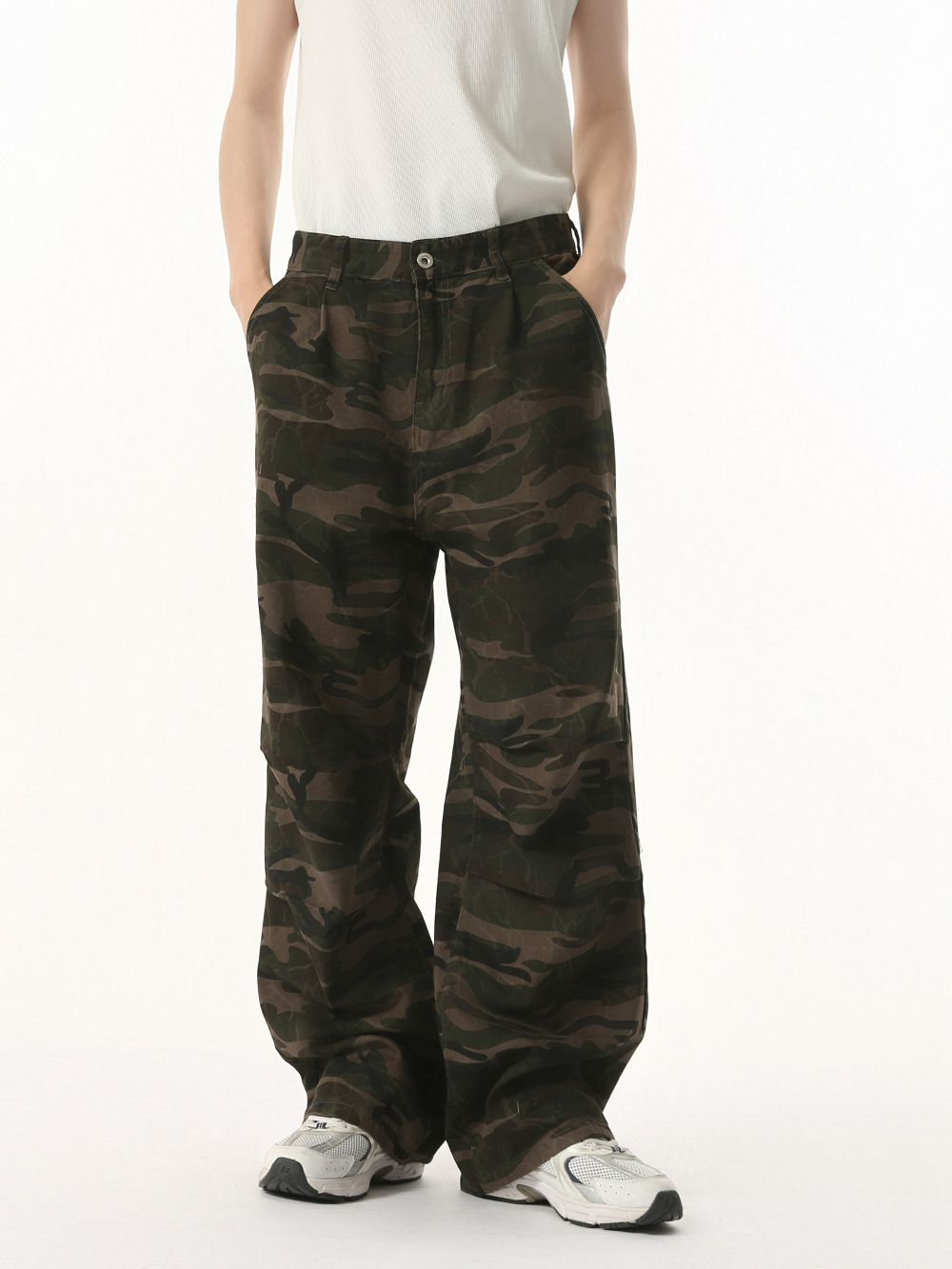 MTLCLOTHES Hombres| Nuevos productos retro vibe alta sensación de moda camuflaje herramientas jeans piernas de camisa casual