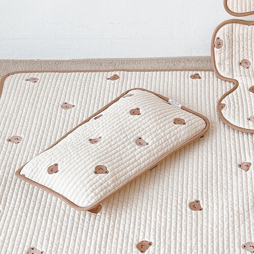 ins style infant quilted pillow core animal embroidery children baby summer mesh pure cotton breathable sweat-absorbent pillow