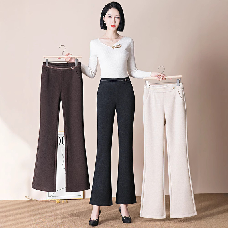 High-End Straight-Leg Flared Pants for Women, Autumn and Winter New Style, Tencel Wool Long Pants with Drape, Slimming and Elegant Flared Pants
