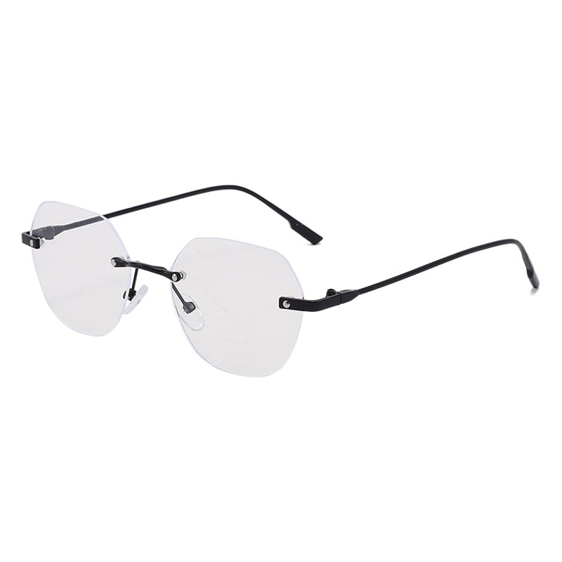 Xiaohongshu Rimless Finished Myopia Glasses Polygonal Ultra-Light Ins High-Looking Plain Men and Women Anti-Blue Light Degree