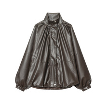 外贸2025秋季新款欧美风女装休闲宽松机车皮夹克设计长袖夹克外套