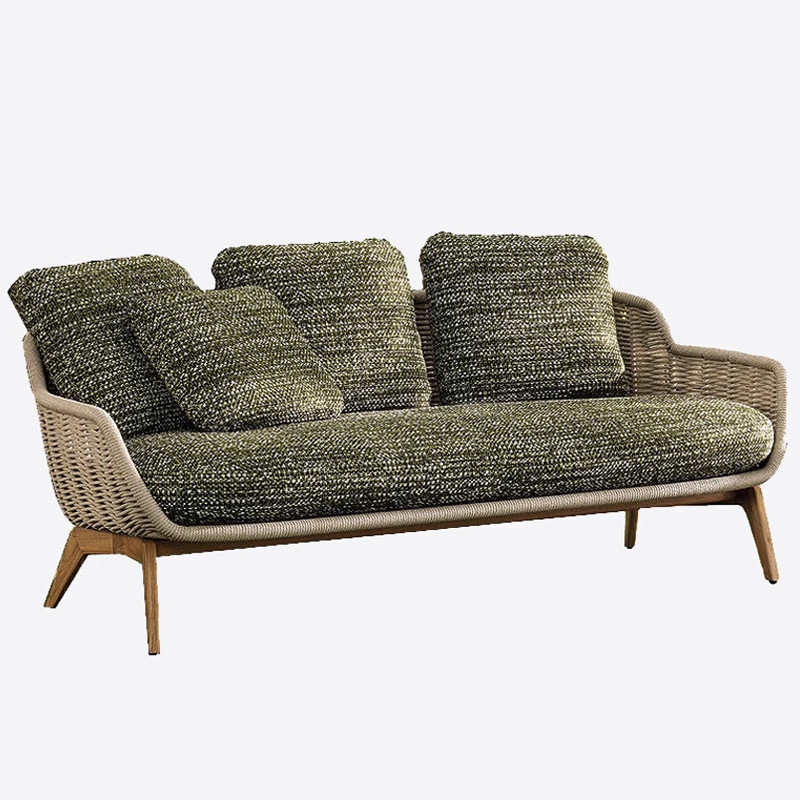 Sofá al aire libre patio de teca silla de ratán balcón villa hotel al aire libre aleación de aluminio nórdico tejido de ratán combinación impermeable