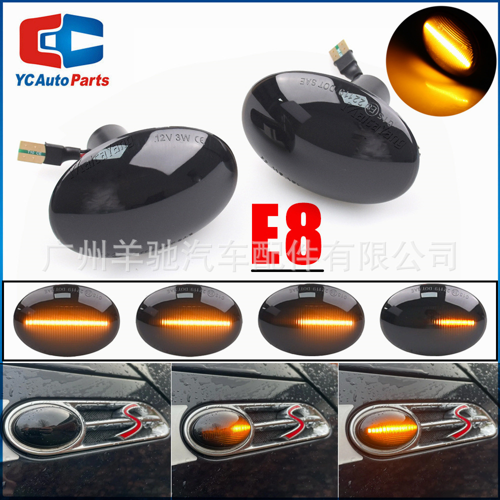 Adecuado para BMW Mini Cooper R55 guardabarros luz LED luz amarilla luz lateral de dirección de agua que fluye