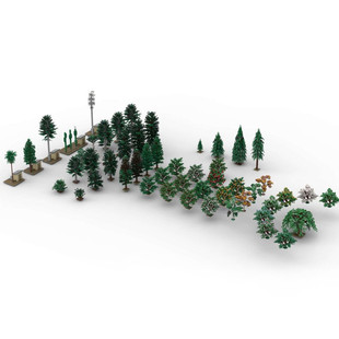 Building Blocks Cross-Border Moc-104468 Train/Railway/City Series Theme Tree Set 16946 Particles