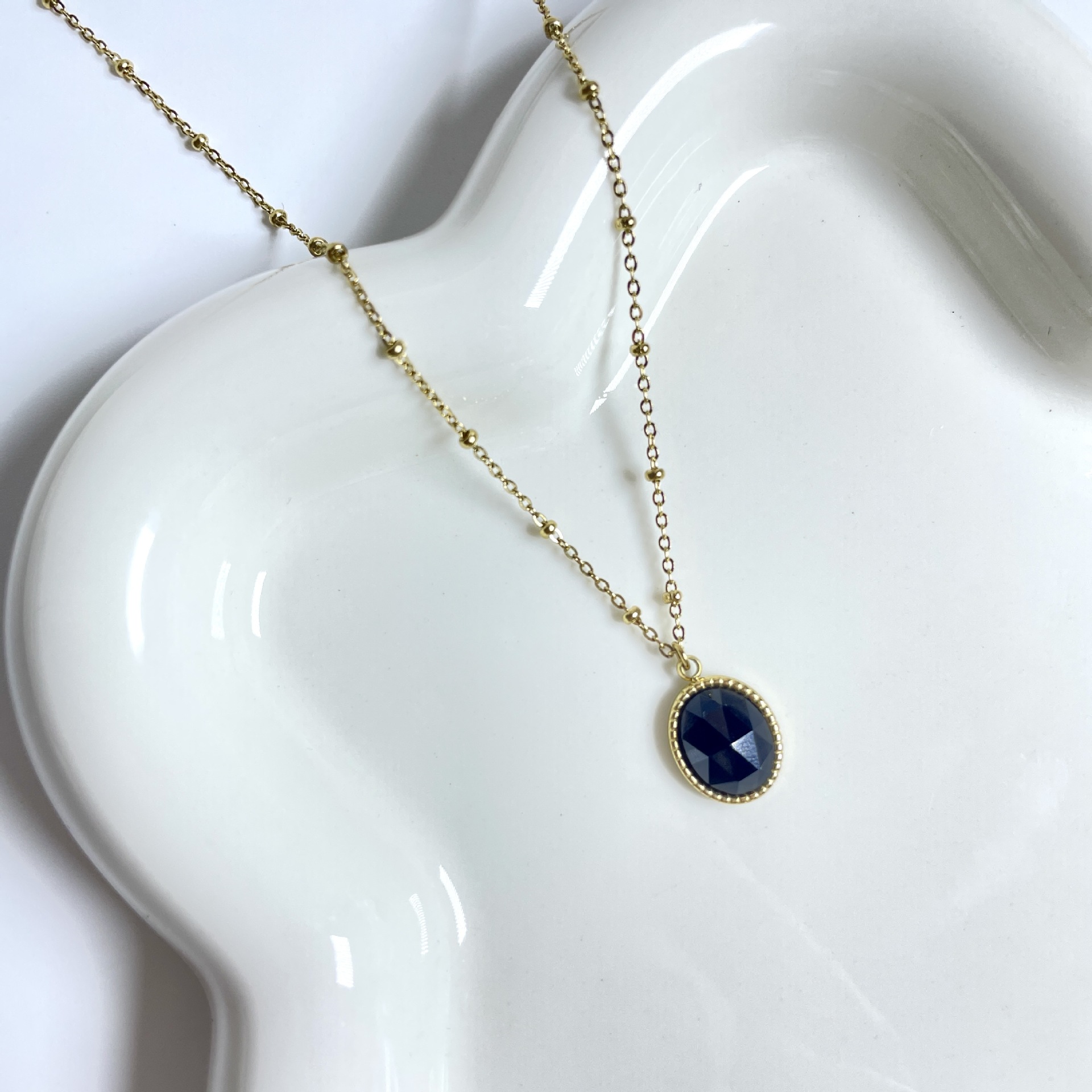 Simple Style Geometric Natural Stone Titanium Steel Pendant Necklace In Bulk display picture 9