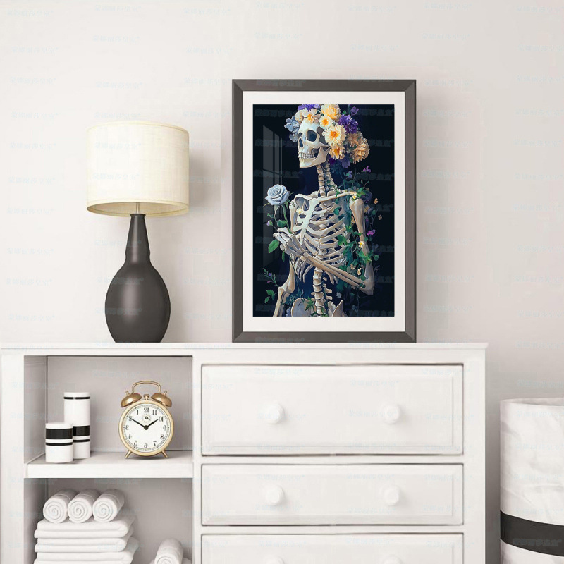 Mona Lisa real bordado cruzado esqueleto y flores nuevo estilo minimalista sala de estar decoración artística bordado a mano