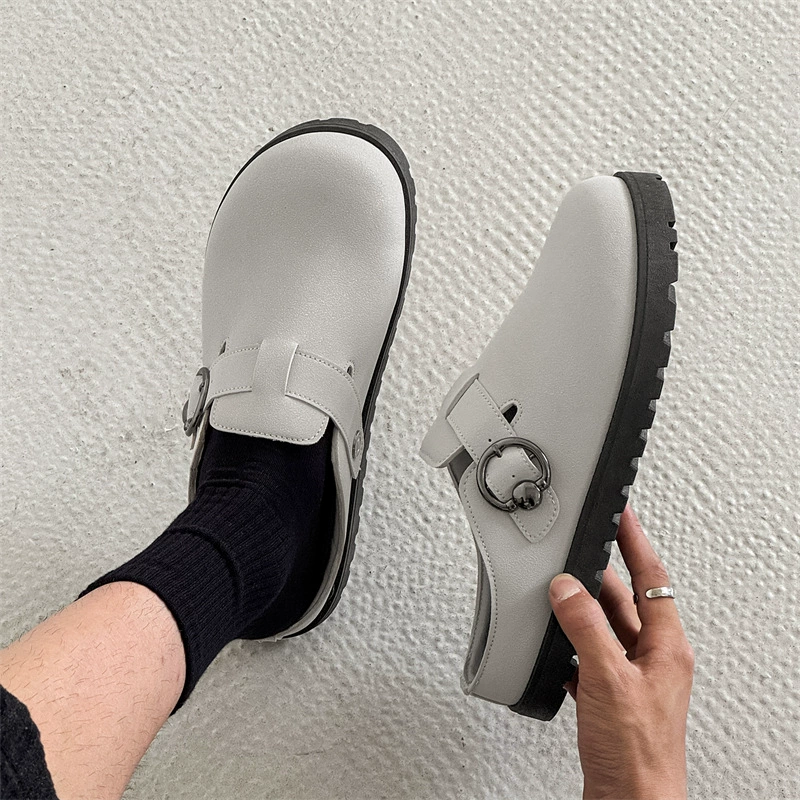 2025 новые мужские тапочки нишевые головы манго низкий уровень полутолщения ленивый человек один педаль башмак башмак башмак мужской Z506