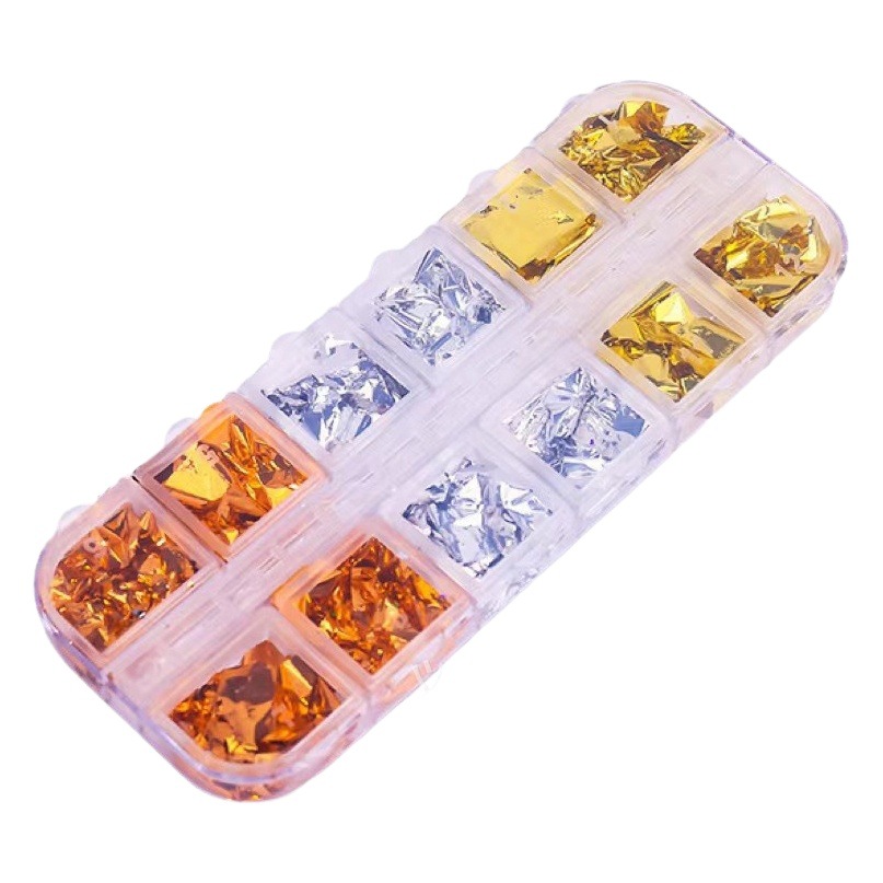 Papel de hoja de oro accesorios de uñas Internet celebridad todo partido lentejuelas de uñas brillo hoja de oro hoja de plata hoja de estaño fragmento decoración de uñas