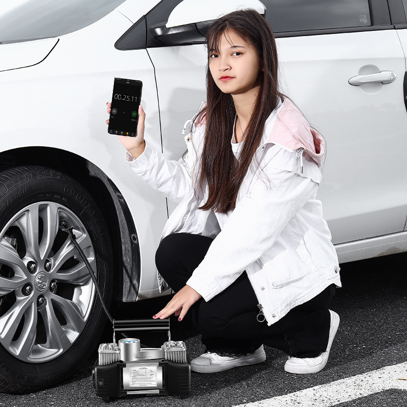 Car tire inflator 12V high pressure dual cylinder digital high power portable car electric tire inflator