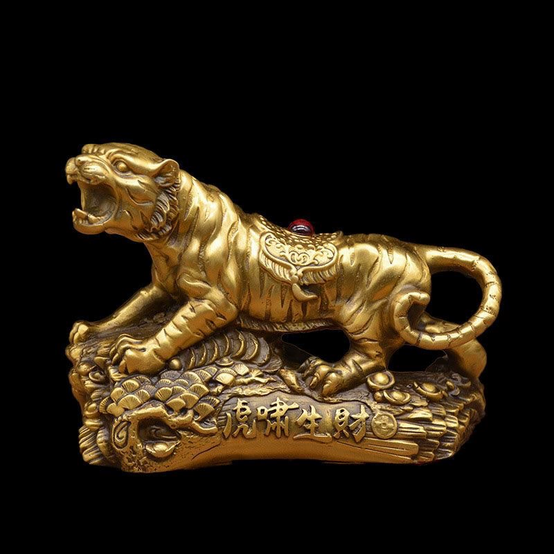 Латунный орнамент тигра Зодиак Тигр, восходящий горный тигр, украшение для домашнего рабочего стола, ревущий тигр, тигр удачи, благоприятный T