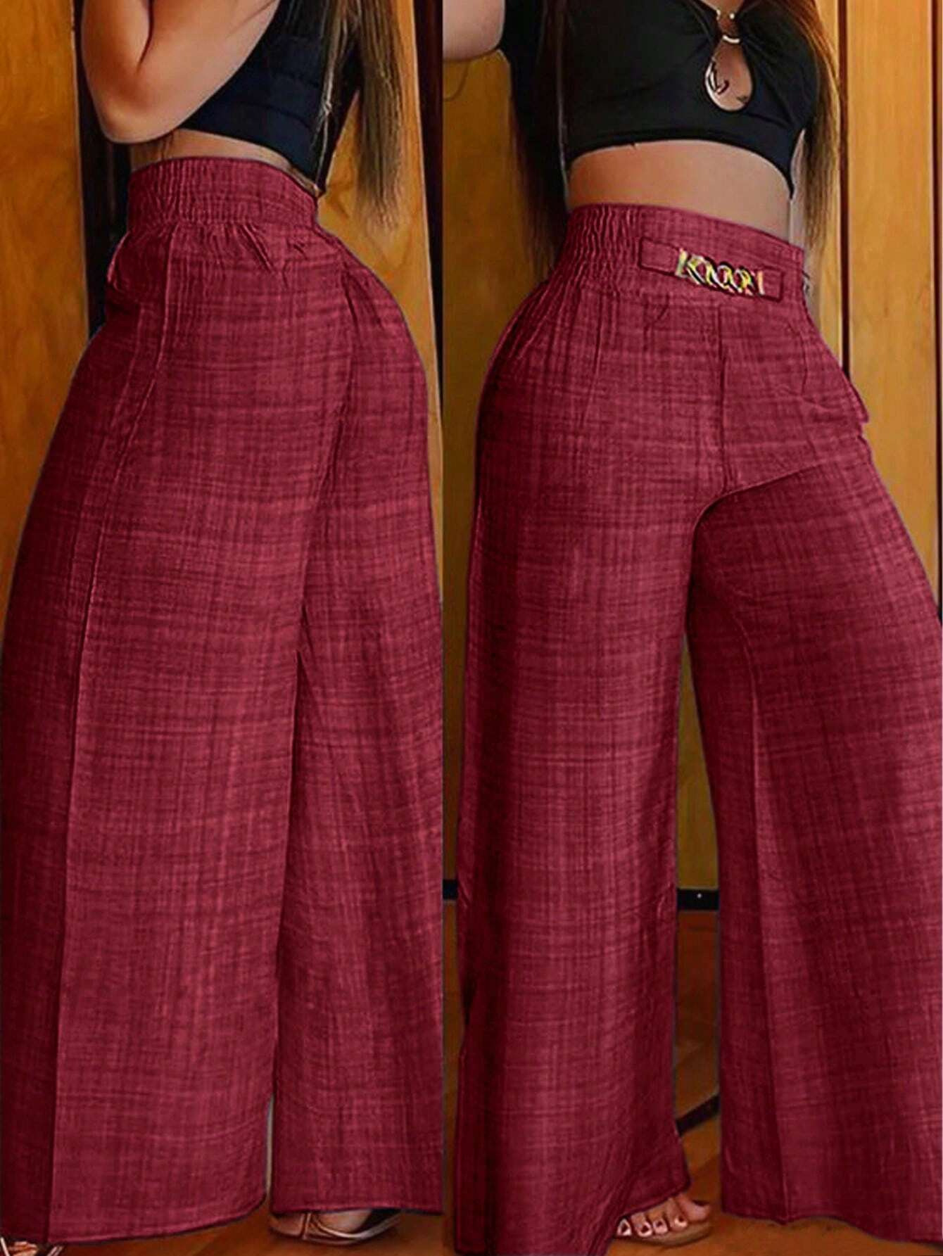 273g Weight Straight Pants Pants Length Polyester Fabric Type Low Waist Waist Line Casual Pants Pants Type Inelastic Elasticity Holiday Occasion Loose Fit Type Solid Color Pattern 2025 Spring and Summer Season Women's Gender Streetwear Style Women's Holiday Streetwear Solid Color Straight Pants Casual Pants 19