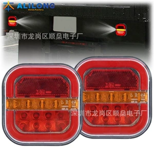 Cross-Border In-Stock 24V Led Sequential Light Guide Square Hamburger Light Truck Side Light Width Indicator Light Truck Tail Light
