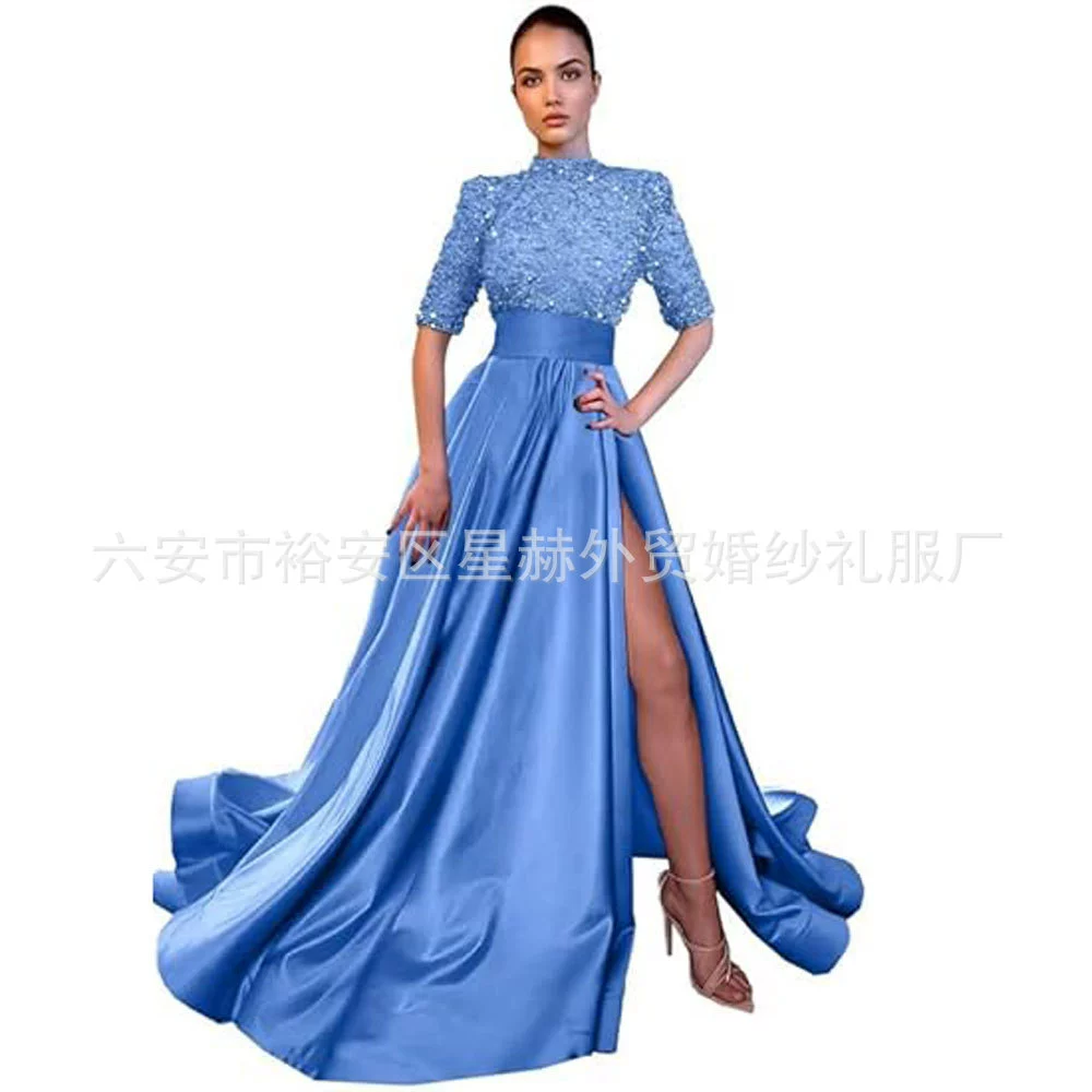 Элегантное вечернее платье, длинная юбка, ногти/ювелирнаяSequins? Nail sequins translates to ногтевая sequins. Better: sequins on nails? In context product title:
