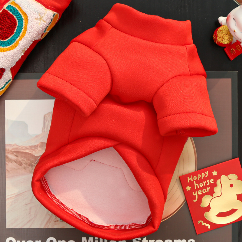 Año Nuevo festivo otoño y invierno leche camisas de terciopelo año del caballo mascotas perros gatos ropa Teddy Bear Gato sin pelo