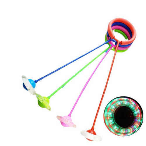 Jumping ball children's bouncing ball primary school students' set of feet ring rotating flash jumping children's one-foot elastic swing ball toy