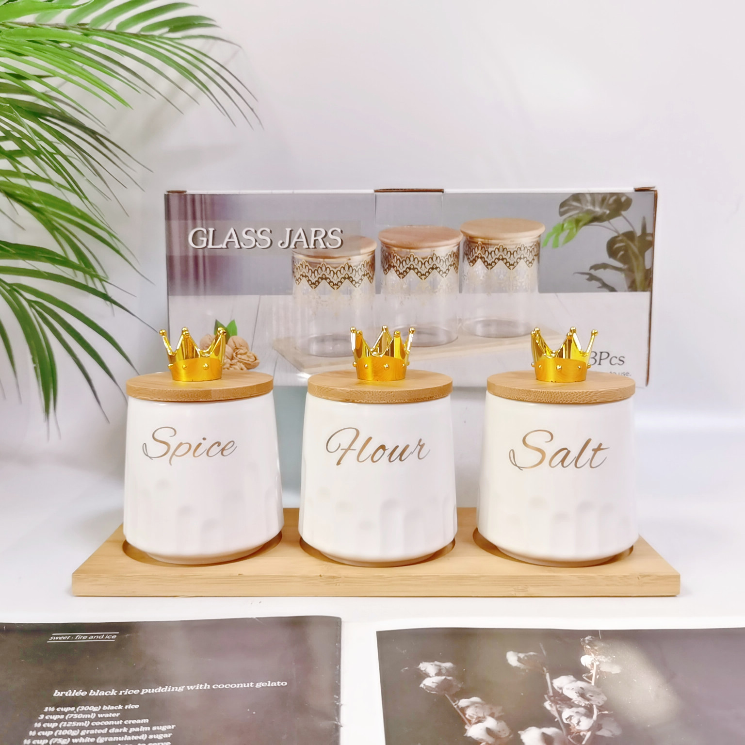 Exportación transfronteriza cerámica sellado tarro traje cocina condimento tarro multi-grano almacenamiento tarro café tarro de té tarro de azúcar