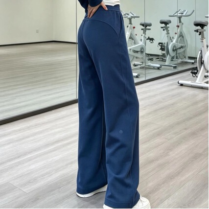 Lulu-style waffle scuba series mid-rise colorful cotton blend casual drapey wide-leg sports pants Lulu-style waffle scuba series mid-rise colorful cotton blend casual drapey wide-leg sports pants