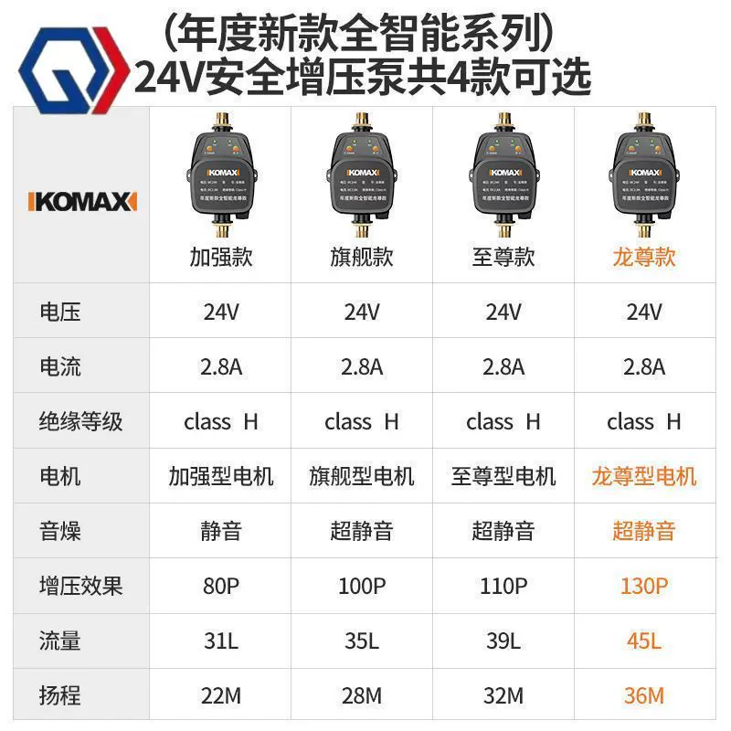 庆迪科麦斯自来水管道增压泵24V家用全自动静音增压热水器小型水