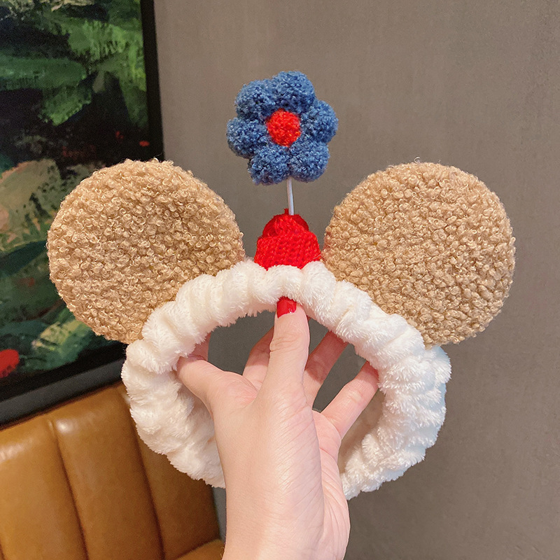 Lavado de la cara banda de pelo de moda femenina Coreana Red diadema roja estudiante dulce Linda máscara de maquillaje banda de pelo horquilla