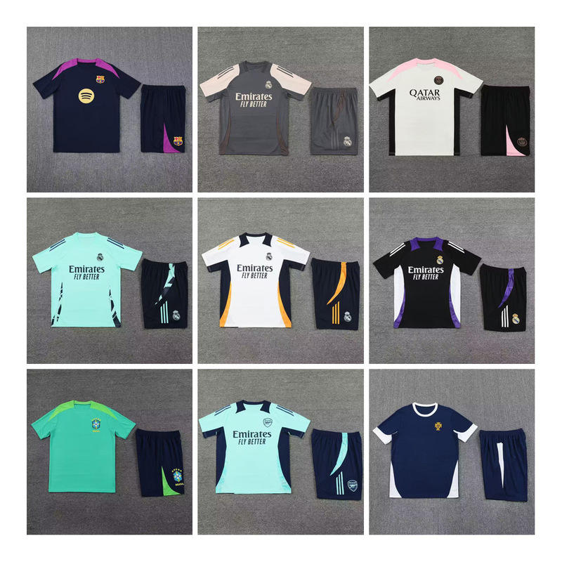 Wholesale Barcelona Paris Liverpool Arsenal Chelsea Portugal Short-Sleeved Football Training Uniform Set Without