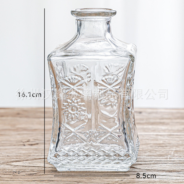 Retro light luxury relief transparent French mini glass vase living…