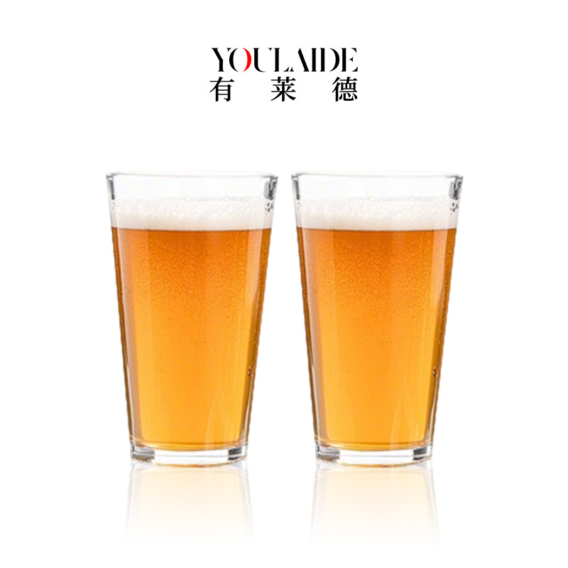 玻璃啤酒杯加厚创意刻字酒杯美式品脱杯加厚玻璃扎啤宽口酒杯