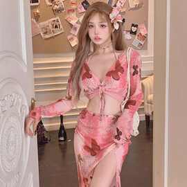 2025新款泳衣女款分体保守显瘦遮肚海边度假四件套比基尼温泉泳装