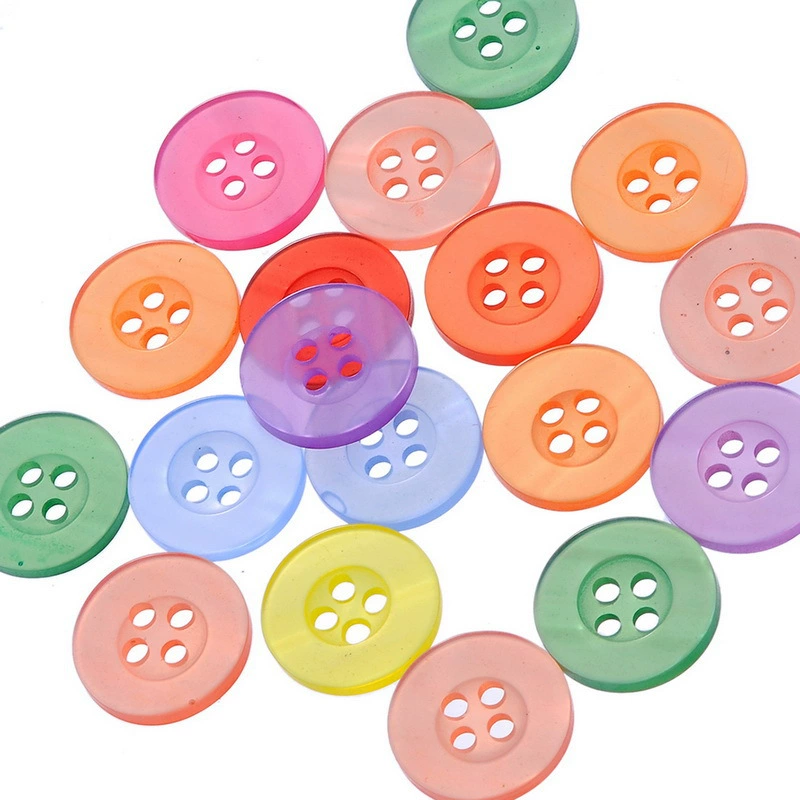Трансграничная горячая Распродажа (грязная) смешанные круглые кнопки с четырьмя отверстиями из смолы 15 мм-100 цветных кнопок для одежды