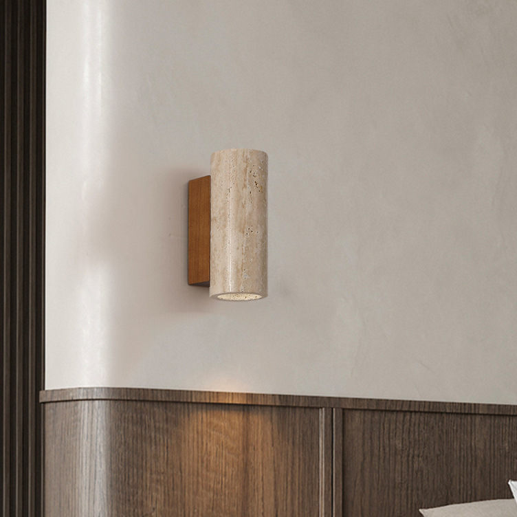 Lámpara de Pared LED de Piedra Amarilla, Estilo Wabi-Sabi Nórdico