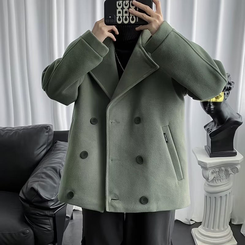 Abrigo de lana de los hombres corto otoño e invierno abrigo de lana marca de moda más tamaño cazadora casual moda coreana moda de los hombres