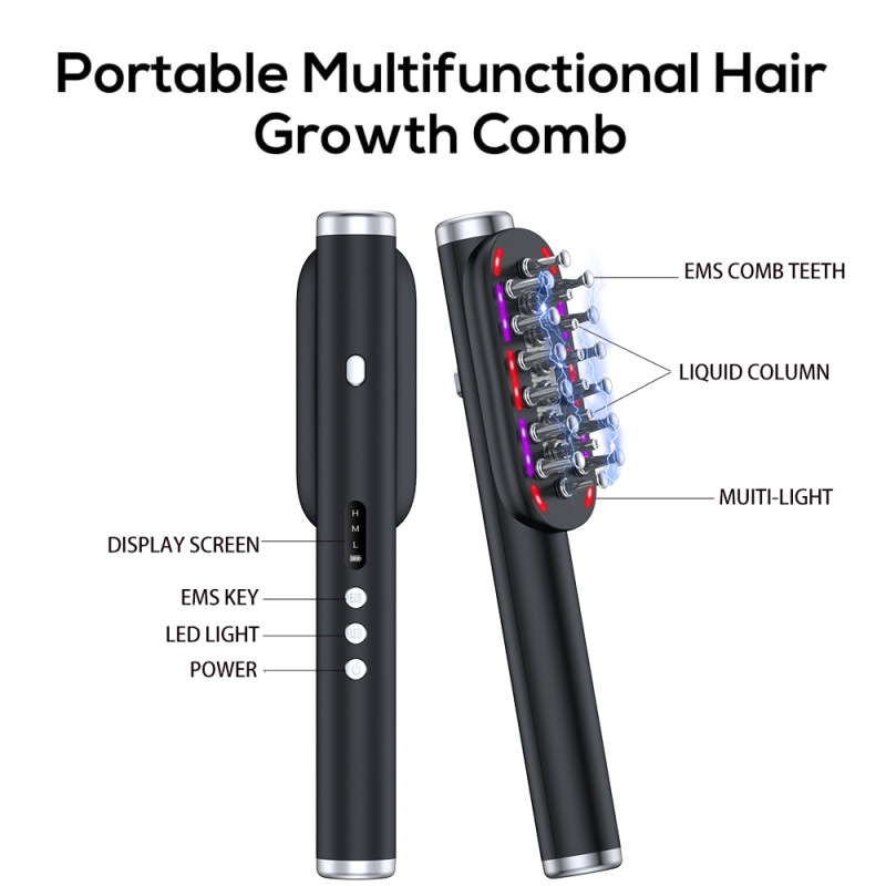 新しい多機能ヘッドマッサージコーム、頭皮液体ガイド、ヘアケア導入コーム、振動赤色光ヘアケアコーム|undefined