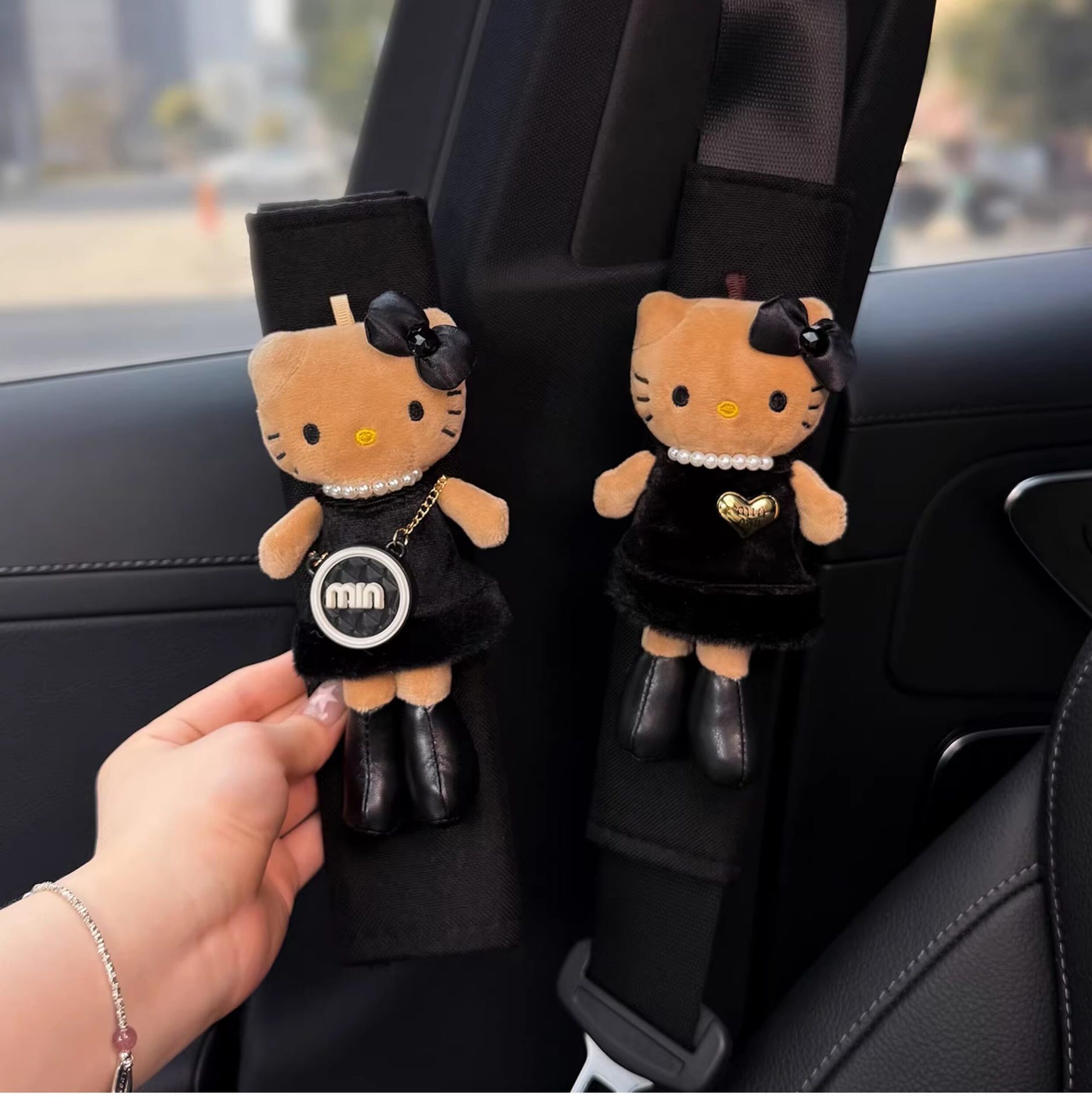 Car Seatbelt Shoulder Pads, Cute Kitty Decorative Safety Straps for Vehicles, Anti-Wear Clothing for Couples, One Pair for Women