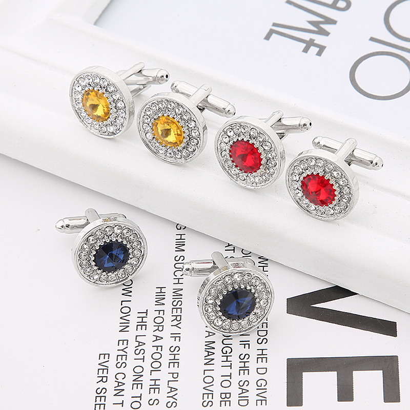 Heißer Verkauf Kreative Diamant Blau Kristall Manschettenknöpfe Französisch Hemd Knopf Manschettenknöpfe_voghion.com