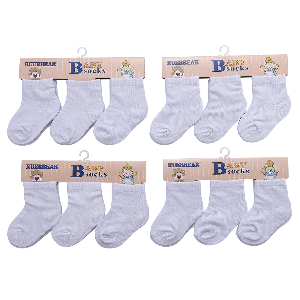 solid white breathable children's autumn short socks for boys