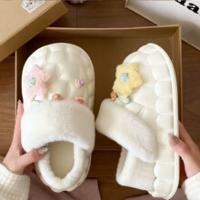 PVC防滑棉拖鞋女款新款月子鞋冬季软底踩屎感情侣可外穿棉拖
