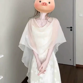 官图实价 不规则轻薄防晒衣女夏外搭小披肩薄纱透气开衫外套罩衫