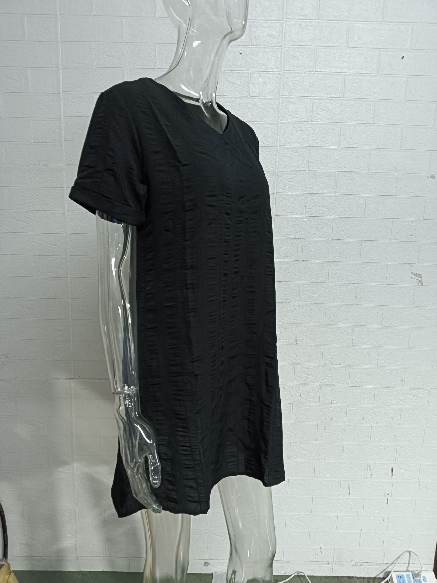210g Weight Knee-Length Dress Length Type Short Sleeve Sleeve Length Regular Dress Dresses Type Regular Sleeve Sleeve Type Spandex, Polyester Fabric Type Mid Waist Waist Line Daily Occasion V Neck Neckline Regular Fit Fit Type Solid Color Pattern Summer, Spring Season Women's Gender Casual, Elegant Style Wholesale Women's Casual Elegant Solid Color Daily V Neck Short Sleeve Regular Dress 7