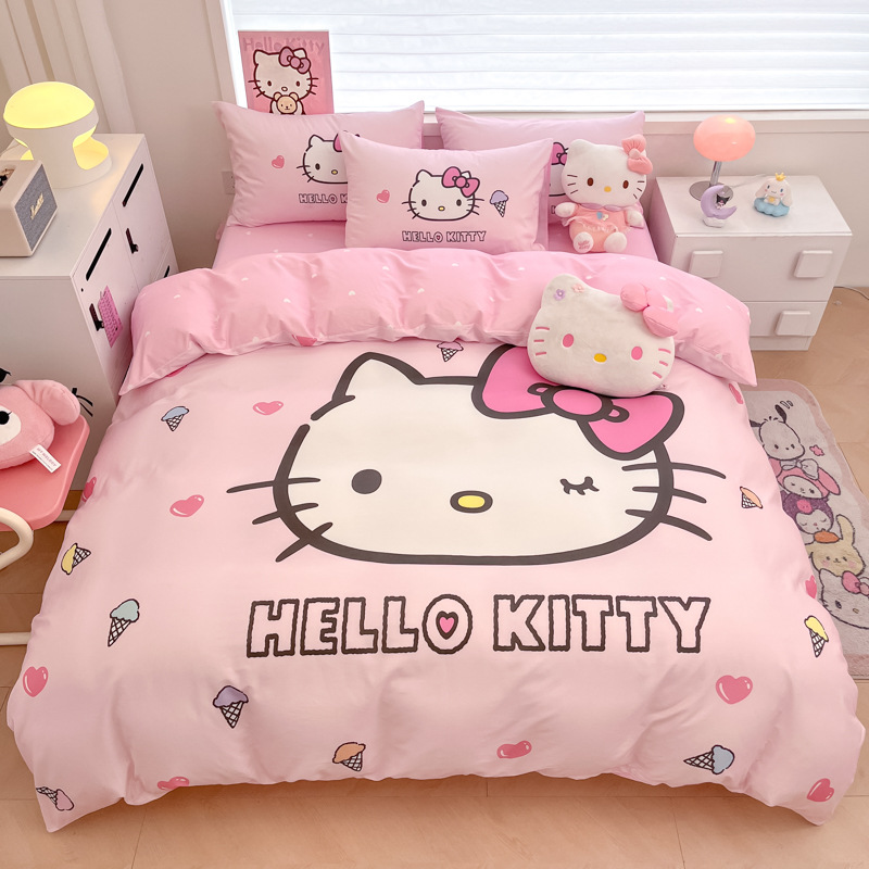 美楽蒂純綿ベッド4点セットのクロミアニメ純綿学生寮3点セットのベッドカバーkt