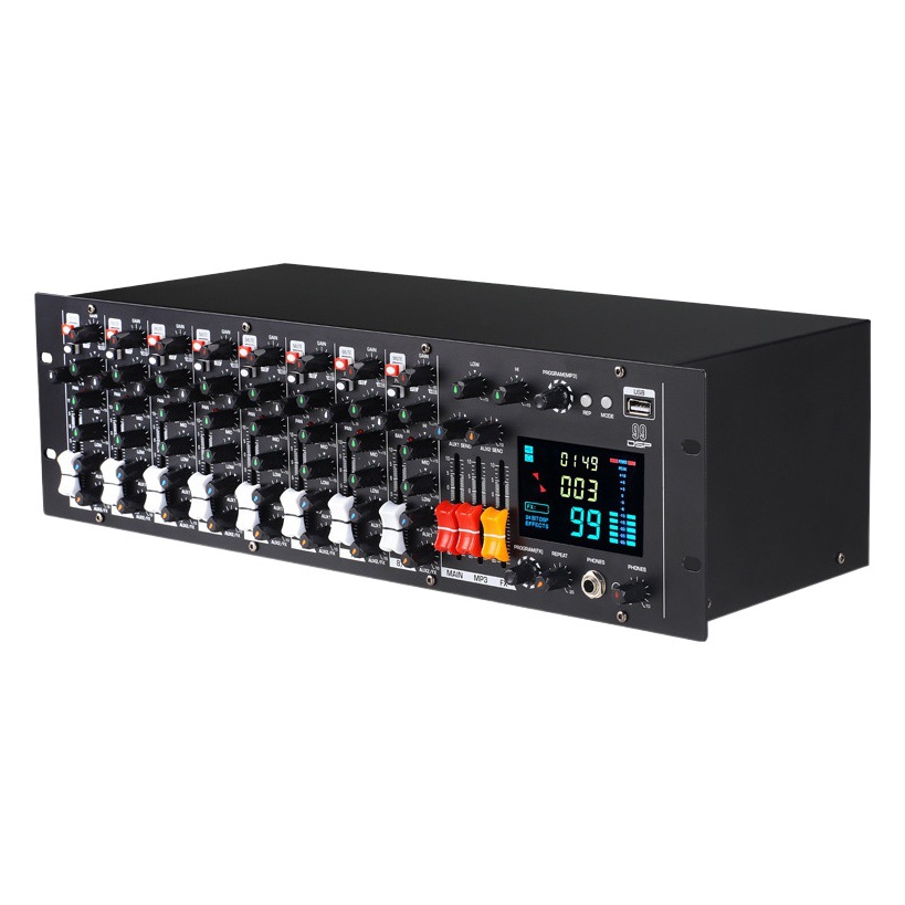Mezclador de 9 vías rack profesional Bluetooth integrado con efecto 48V phantom power máquina gabinete Mezclador