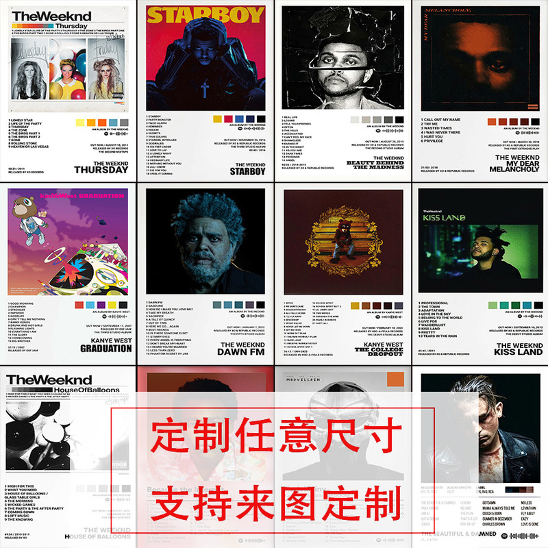 Cross-Border European and American Black and White Hip-Hop Dr Dre Rap Album Peripheral Poster Decorative Painting Dormitory Wall Painting Core Frameless