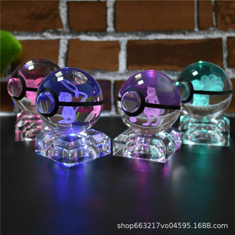 Ventas directas de fábrica transfronterizas Pokemon Pokemon Elfo Ball 3D Escultura interior Bola de cristal Animación Luz nocturna Personalización