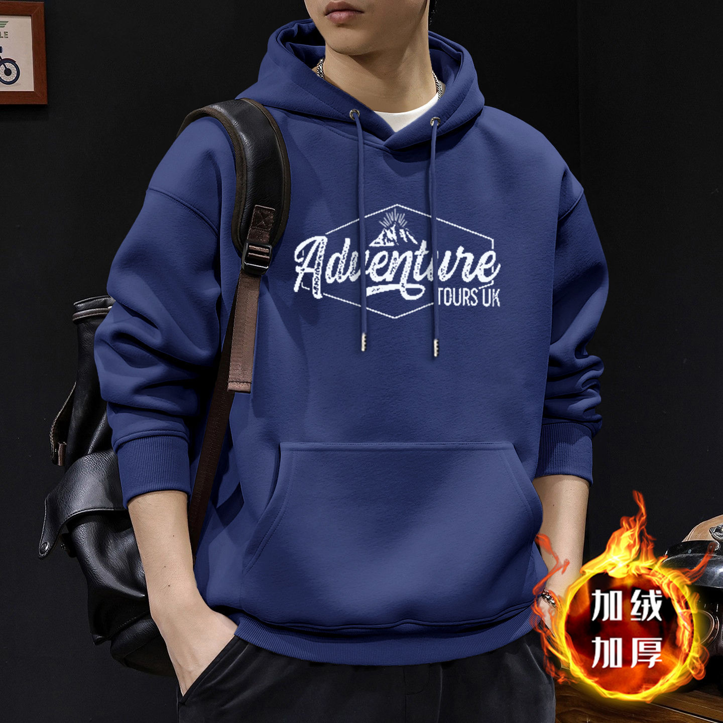 Peso pesado americano chaqueta con capuz hombre puerto chaqueta de moda primavera / otoño / invierno pareja suelta chaqueta de lana gruesa