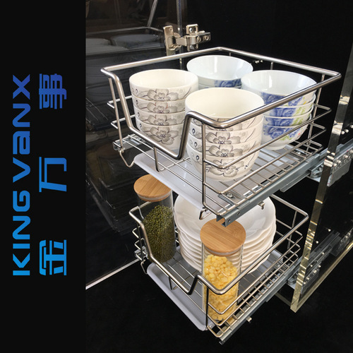 BB4C wholesale kitchen 304 stainless steel shallow cabinet storage basket door drawer type small cabinet size