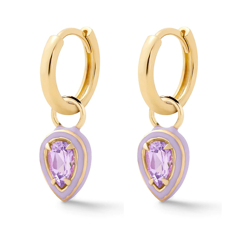 Fashion Simple Style Geometric Sterling Silver Inlay Artificial Gemstones Earrings