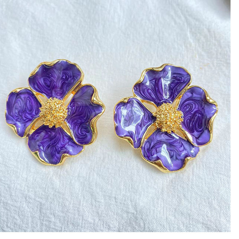 Fashion Flower Alloy Stoving Varnish Gold Plated Womenu0027S Earrings 1 Pair