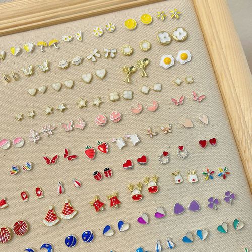 【Collection Two】925 Silver Needles Earrings for Women Students, Oil-Dipped Colorful Cute Live Streaming Earrings