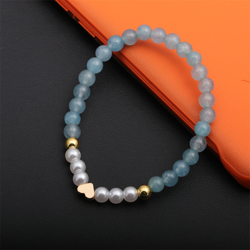 Europa y América transfronteriza 6mm rosa cristal pulsera de cuentas de cobre Cruz amor imitación perla pulsera de cuentas