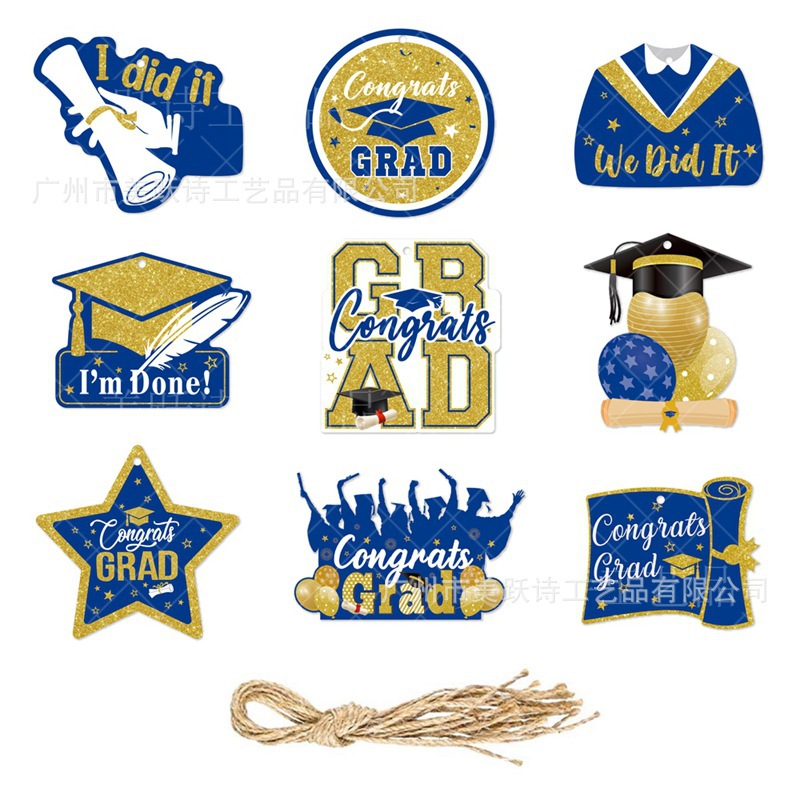 Nueva decoración de fiesta de graduación etiqueta colgante decoración soltero sombrero estrella colgante decoración Universidad graduación temporada decoración suministros